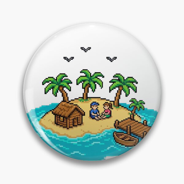Item preview, Pixel Island Couple - Tropical Beach Getaway 16-Bit Retro Island Art designed and sold by yassine elhaidi.