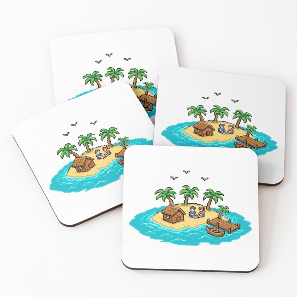 Item preview, Pixel Island Couple - Tropical Beach Getaway 16-Bit Retro Island Art designed and sold by yassine elhaidi.