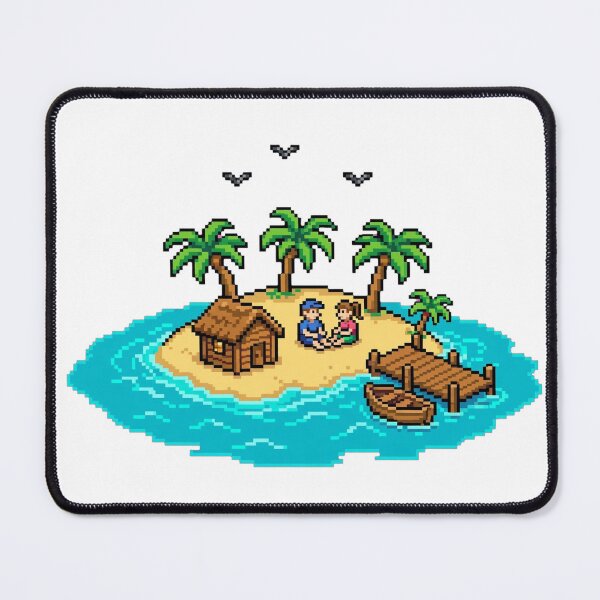 Item preview, Pixel Island Couple - Tropical Beach Getaway 16-Bit Retro Island Art designed and sold by yassine elhaidi.