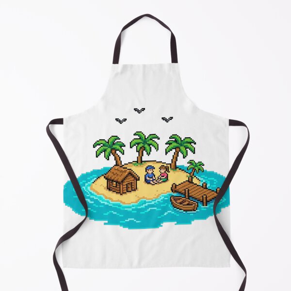 Item preview, Pixel Island Couple - Tropical Beach Getaway 16-Bit Retro Island Art designed and sold by yassine elhaidi.