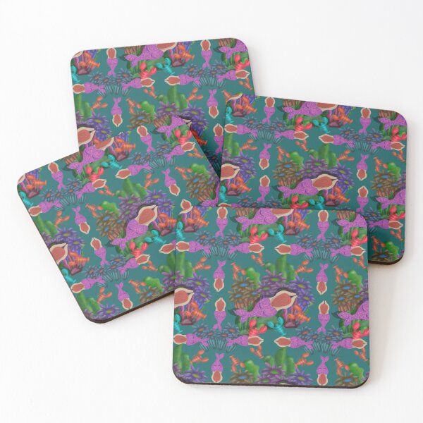 Item preview, Reef Treasures - Mermaid Coral Reef Seamless Pattern Print designed and sold by Clauzierra.