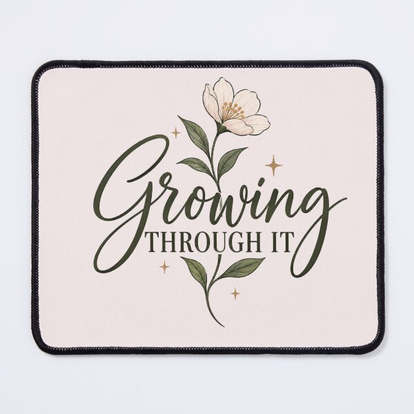 Item preview, Growing Through It – Inspirational Growth & Healing Flower Quote designed and sold by Sanika arts .