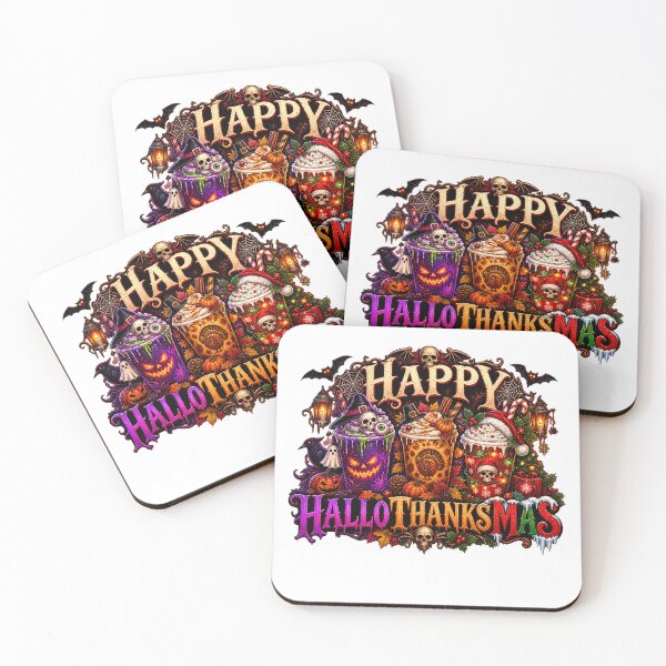 Item preview, Happy Hallothanksmas Coffee Latte Halloween Thanksgiving designed and sold by QuiteOrbit.