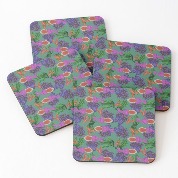Item preview, Reef treasures - Coral Reef Mermaid Diagonal Tile Pattern designed and sold by Clauzierra.
