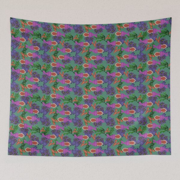 Item preview, Reef treasures - Coral Reef Mermaid Diagonal Tile Pattern designed and sold by Clauzierra.