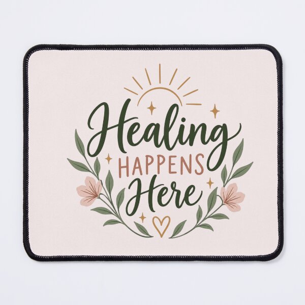 Item preview, Healing Happens Here – Floral Self Love & Mental Wellness Quote Design designed and sold by Sanika arts .