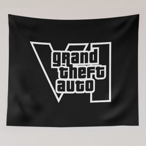 Item preview, GTA 6 Grand Theft Auto 6 Vice City Logo White designed and sold by BubblePopRed.