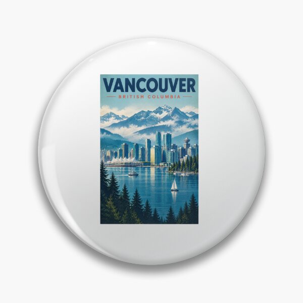 Item preview, Vancouver BC Vintage Travel Poster – Where Mountains Meet the Sea – Retro Cityscape Art designed and sold by bobscraze.