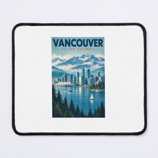 Item preview, Vancouver BC Vintage Travel Poster – Where Mountains Meet the Sea – Retro Cityscape Art designed and sold by bobscraze.