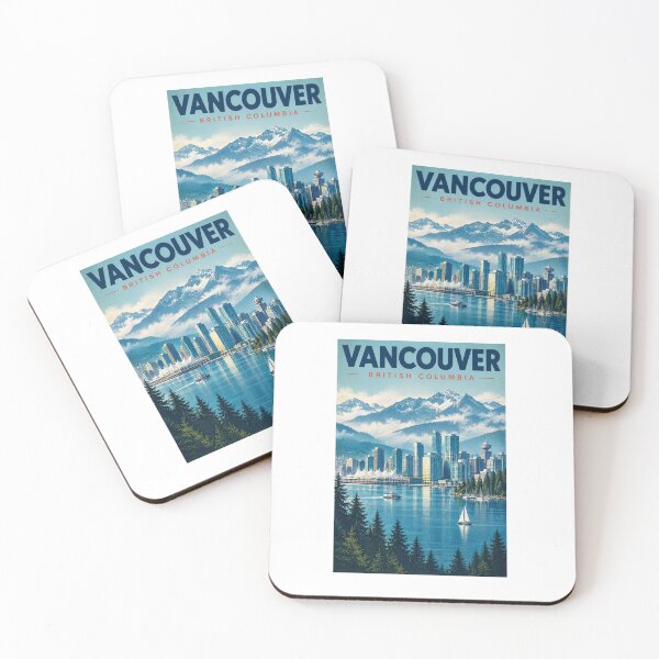 Item preview, Vancouver BC Vintage Travel Poster – Where Mountains Meet the Sea – Retro Cityscape Art designed and sold by bobscraze.