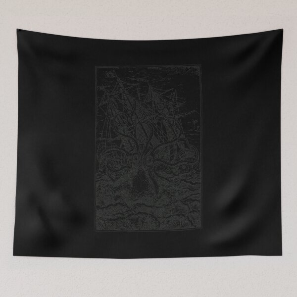 Item preview,  Kraken Attacking Sailing Ship Woodcut designed and sold by ISAIAHRUEZ.