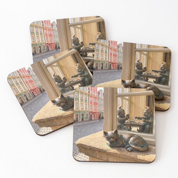 Item preview, Sleepy Cat and Card-Playing Gnomes Art Print – Playful Cat Lover Gift, Poland Travel Decor designed and sold by Purrfecta.