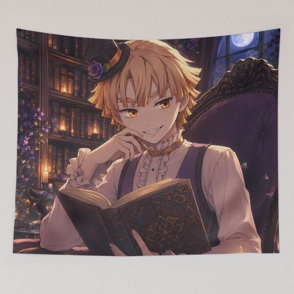 Item preview, Zenitsu Agatsuma Demon Slayer Moonlit Gothic Library designed and sold by SolenneAzur.