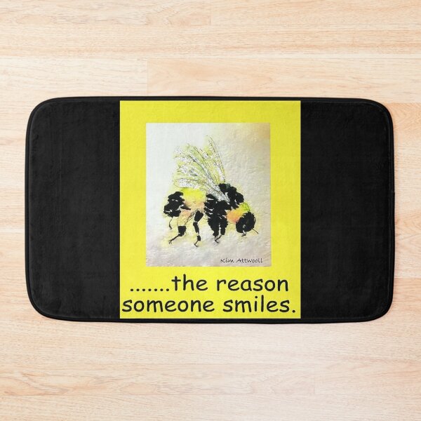 Item preview, Watercolor saying Bee the reason someone smiles. A bee is pictured in a yellow frame. designed and sold by aswoa.