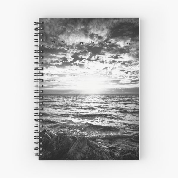 Item preview, Sunrise over Sheboygan's Lake Michigan in black and white designed and sold by TerraMediaLLC.