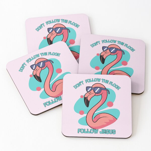 Item preview, Flamingo Follow Jesus Not the Flock Flamingos Love Tropical Paradise Summer Retro 90's designed and sold by Forevermore.