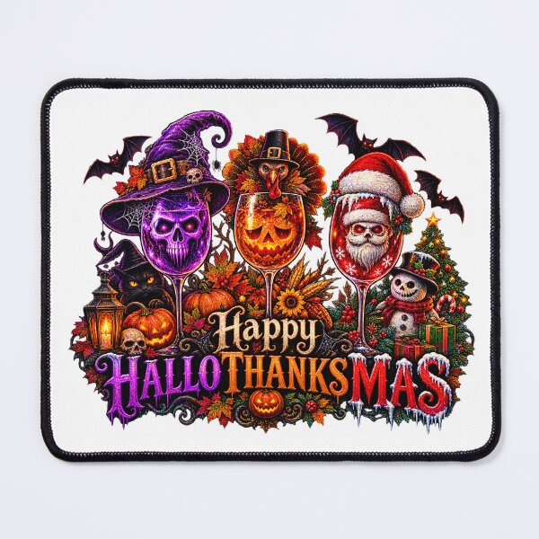 Item preview, Wine Halloween Thanksgiving Christmas Happy Hallothanksmas designed and sold by QuiteOrbit.