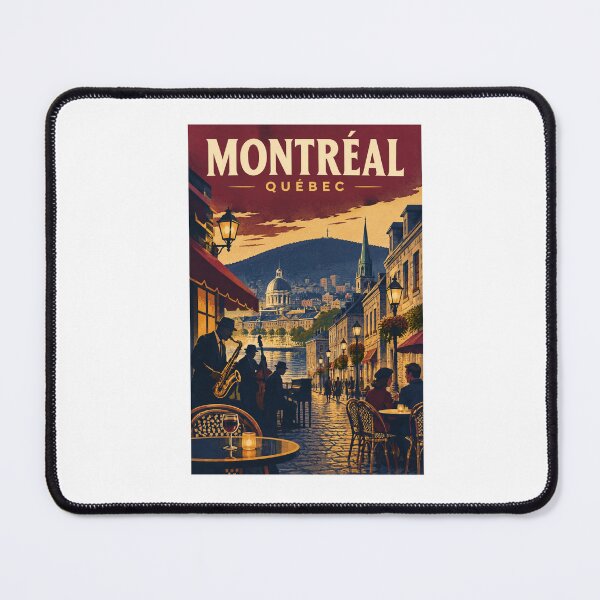Item preview, Montréal Québec Vintage Travel Poster – Old Montreal Jazz & Cafe – Retro Canadian Art designed and sold by bobscraze.