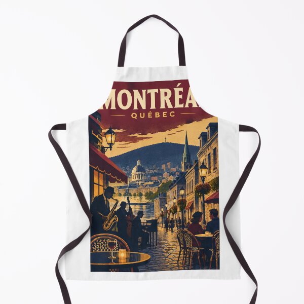 Item preview, Montréal Québec Vintage Travel Poster – Old Montreal Jazz & Cafe – Retro Canadian Art designed and sold by bobscraze.