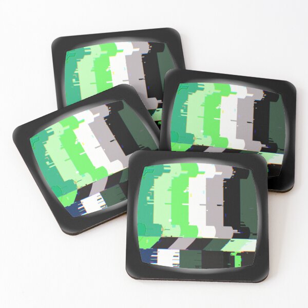 Item preview, Glitchy TV aromantic flag designed and sold by Bee Stings.