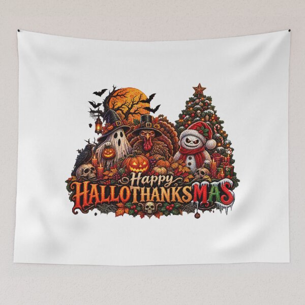 Item preview, happy Hallothanksmas holiday horror designed and sold by QuiteOrbit.