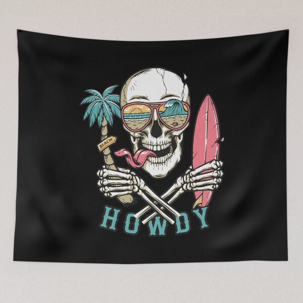 Item preview, Howdy Surfing Skull Beach Vacation Art designed and sold by RAPHAEMATTH.