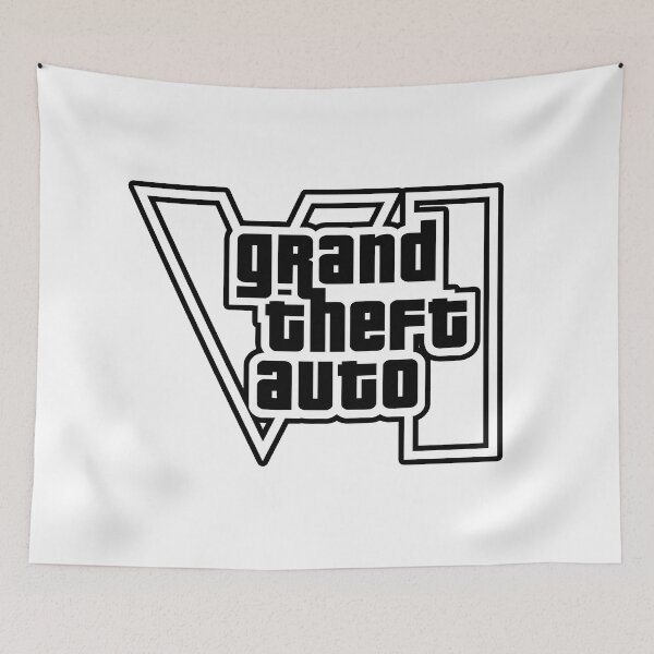 Item preview, GTA 6 Grand Theft Auto 6 Vice City Logo White + Black Outline designed and sold by BubblePopRed.