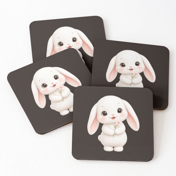 Item preview, Cute  Animal - Bunny Holding a Pink Flower designed and sold by All About DigiCraft by Fedelina.
