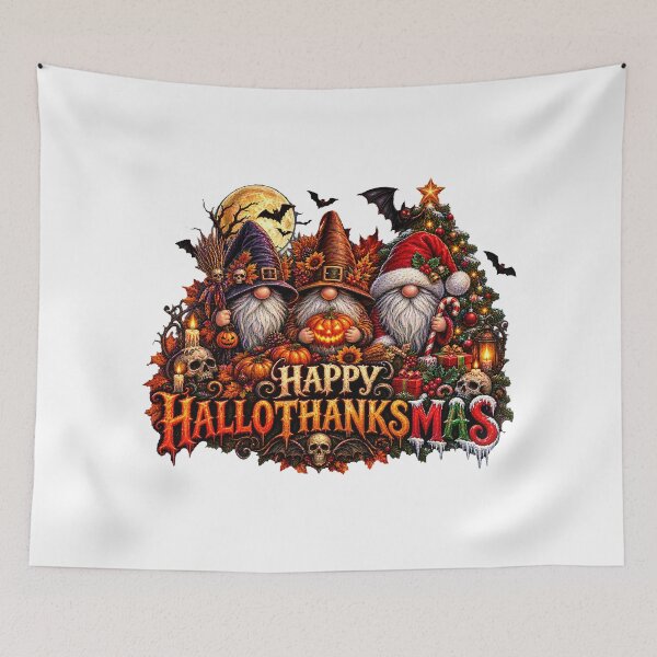 Item preview, Happy Hallothanksmas Gnomes Lover Halloween Merry Christmas designed and sold by QuiteOrbit.