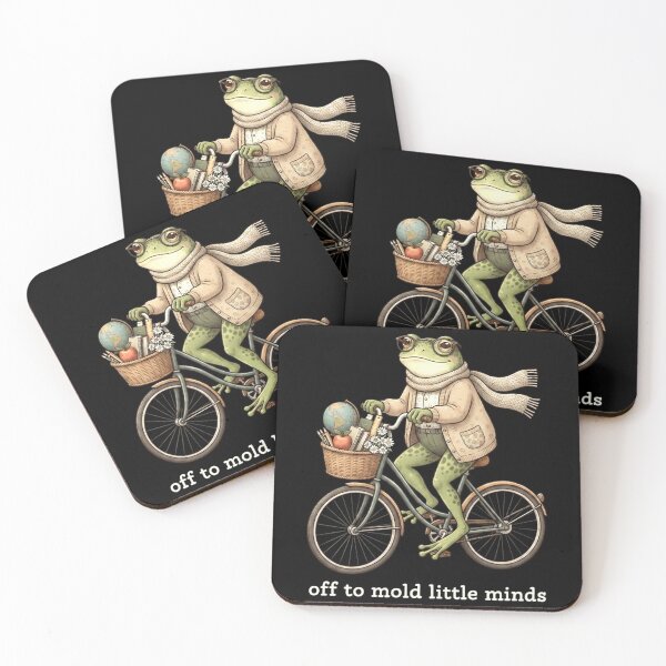 Item preview, Off to Mold Little Minds Frog Teacher Riding a Bicycle designed and sold by MiALopezArt.