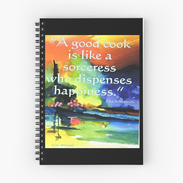 Item preview, Original abstract watercolor multi colored with the quote A Good Cook is like a sorceress who dispenses  happiness. designed and sold by aswoa.