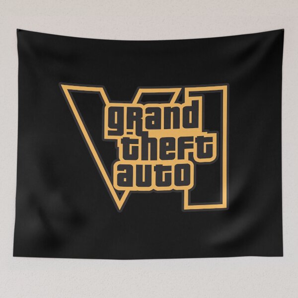 Item preview, GTA 6 Grand Theft Auto 6 Vice City Logo Gold designed and sold by BubblePopRed.