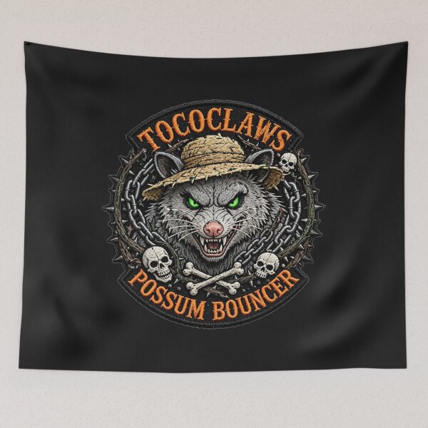 Item preview, Possum Bouncer Straw Hat Opossum | Biker Patch Graphic designed and sold by TOCOCLAWS.