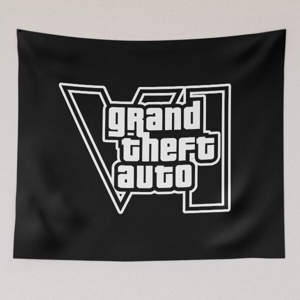 Item preview, GTA 6 Grand Theft Auto 6 Vice City Logo White + Black designed and sold by BubblePopRed.