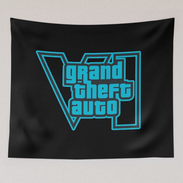 Item preview, GTA 6 Grand Theft Auto 6 Vice City Logo Cool Blue designed and sold by BubblePopRed.