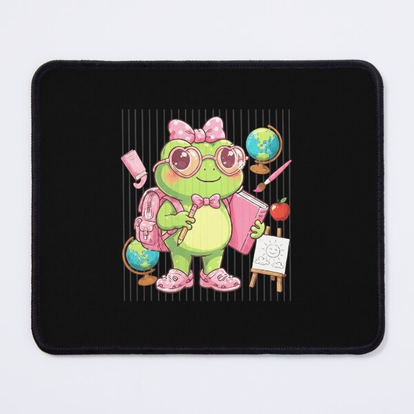 Item preview, Cute Pink Frog Teacher with School Supplies and Globe designed and sold by MiALopezArt.