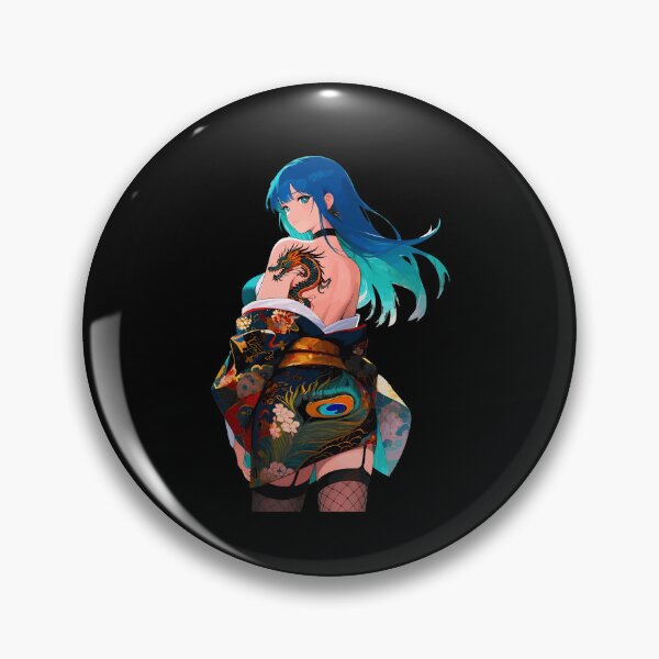 Item preview, Dragon Tattoo Kimono Girl Blue Hair Art designed and sold by eauMaison72.