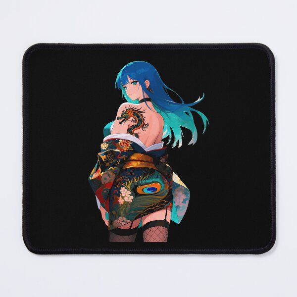 Item preview, Dragon Tattoo Kimono Girl Blue Hair Art designed and sold by eauMaison72.