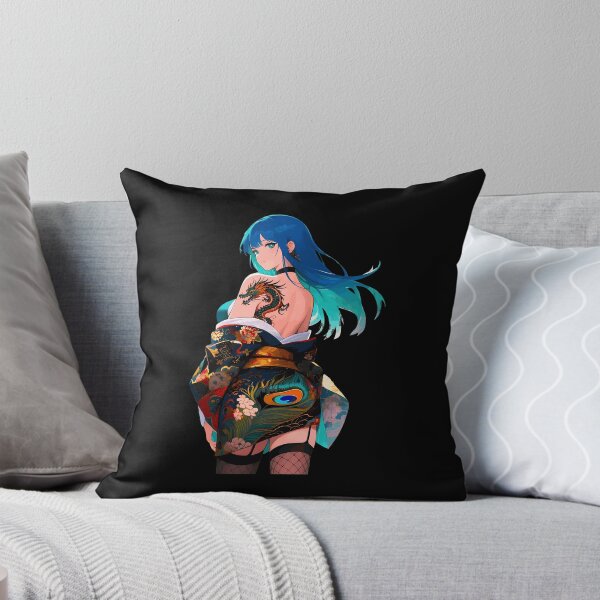 Item preview, Dragon Tattoo Kimono Girl Blue Hair Art designed and sold by eauMaison72.