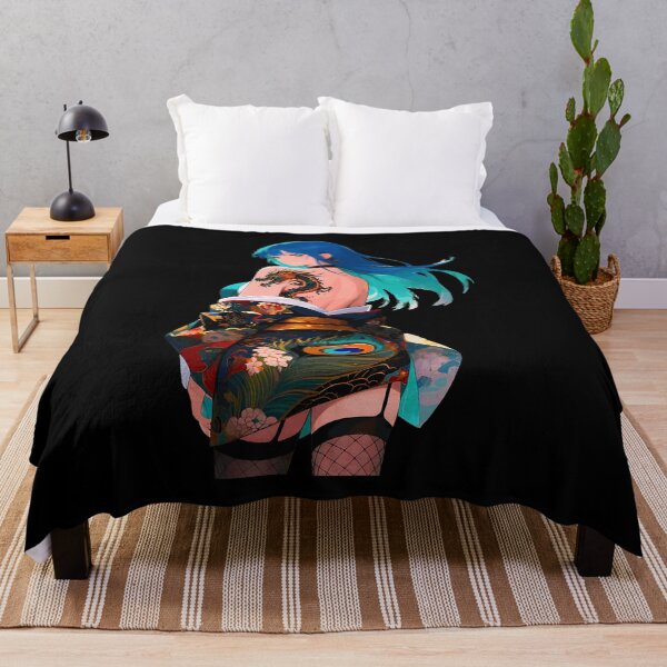 Item preview, Dragon Tattoo Kimono Girl Blue Hair Art designed and sold by eauMaison72.