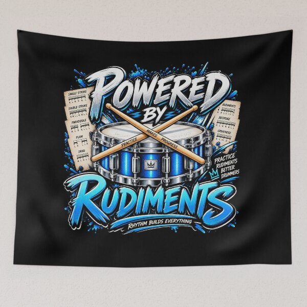 Item preview, Powered by Rudiments – Funny Drumline Percussionist Design designed and sold by RJACreative.