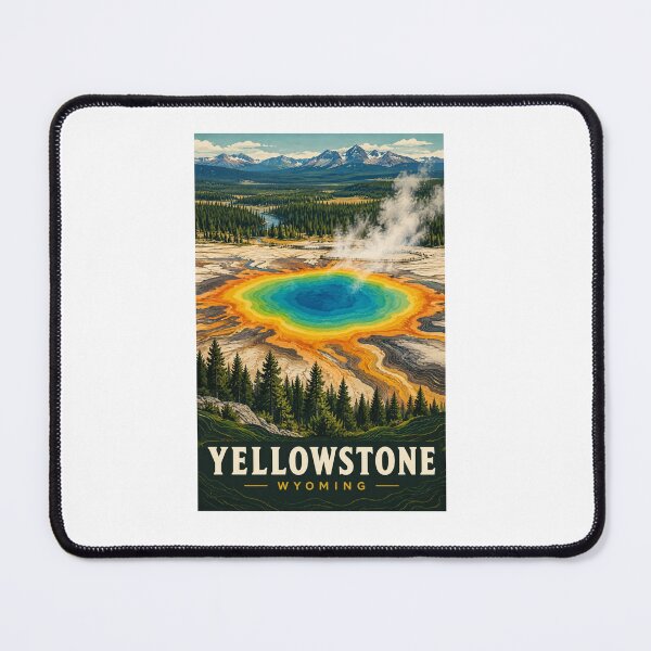Item preview, Yellowstone Wyoming Vintage Travel Poster – Grand Prismatic Spring – Retro National Park Art Tee designed and sold by bobscraze.