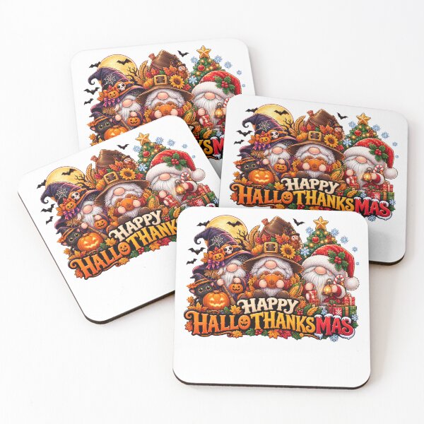Item preview, Happy Hallothanksmas Gnomes Halloween Thanksgiving Christmas designed and sold by QuiteOrbit.