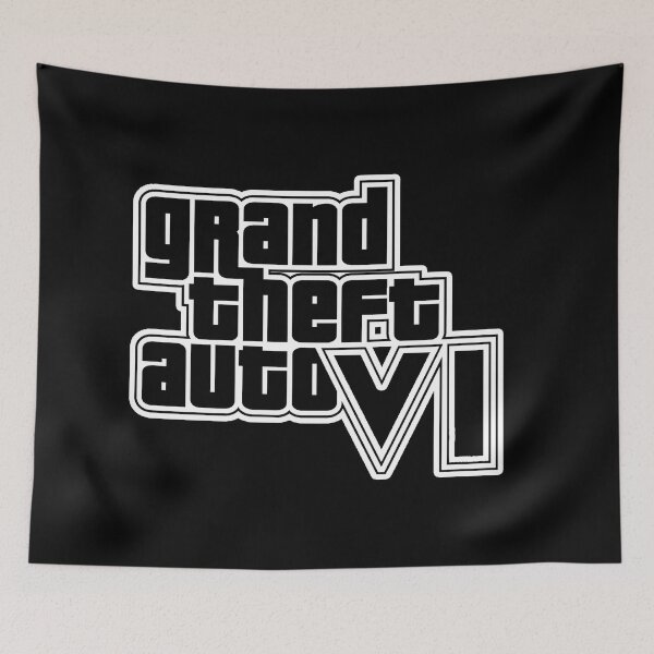 Item preview, GTA 6 Grand Theft Auto 6 Vice City Logo Black + White Outline designed and sold by BubblePopRed.