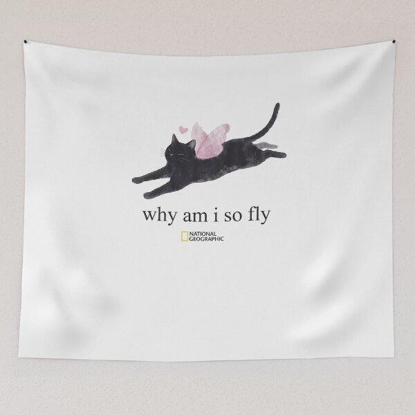 Item preview, Why Am I So Fly Black Cat Fairy Wings Funny Cute Graphic designed and sold by VelourEmber.
