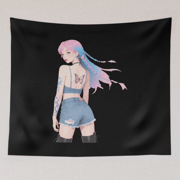 Item preview, Pastel Anime Girl Butterfly Tattoo Denim Fashion designed and sold by eauMaison72.