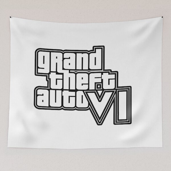 Item preview, GTA 6 Grand Theft Auto 6 Vice City Logo White + Black Outline designed and sold by BubblePopRed.