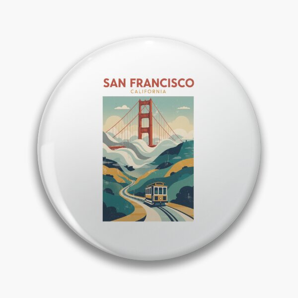 Item preview, San Francisco California Vintage Travel Poster – Golden Gate Bridge & Cable Car – Retro SF Art Tee designed and sold by bobscraze.