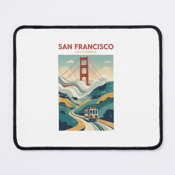 Item preview, San Francisco California Vintage Travel Poster – Golden Gate Bridge & Cable Car – Retro SF Art Tee designed and sold by bobscraze.