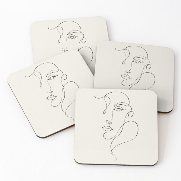 Item preview, Female Face Line Drawing - Woman Head Line Art designed and sold by FemmePod.